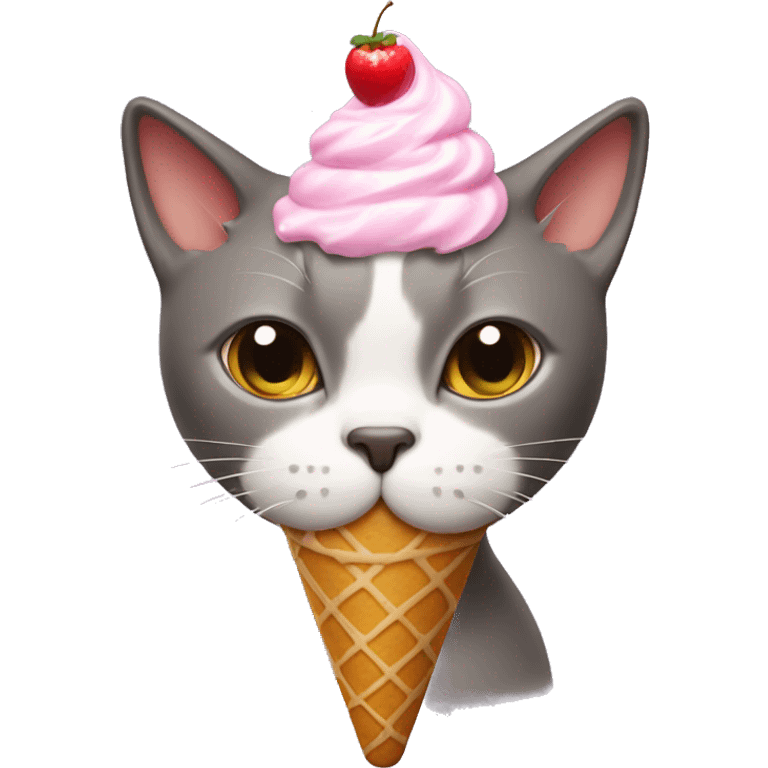 Cat with ice cream in it’s head emoji