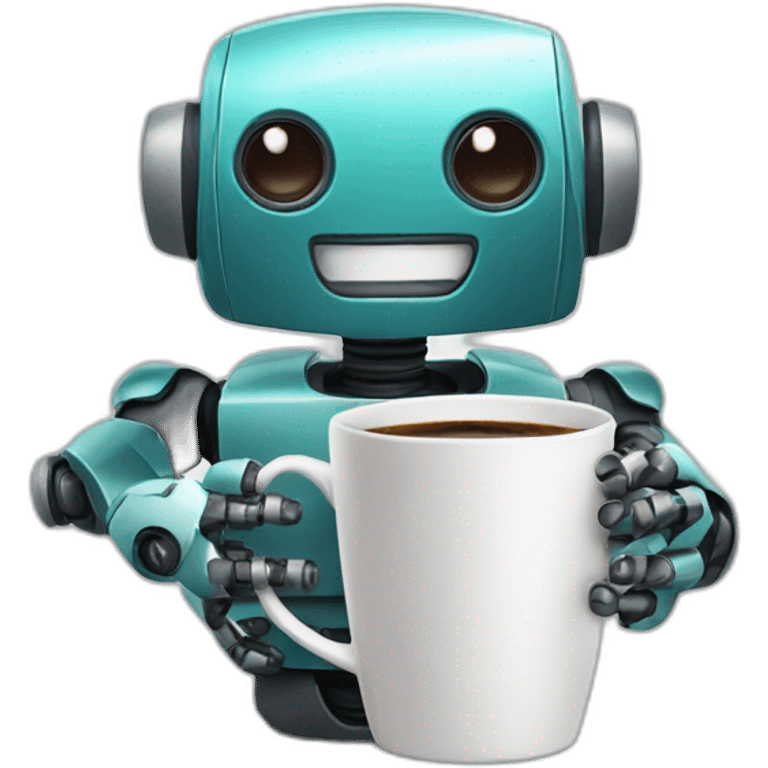 robot with cup of coffee emoji