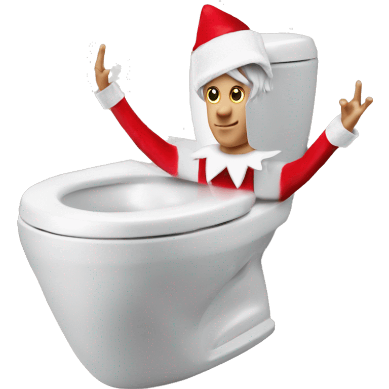 elf on the shelf with a skibidi toilet emoji