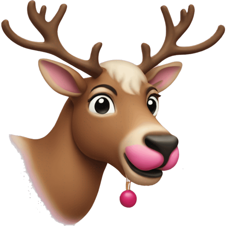 pink nosed reindeer emoji