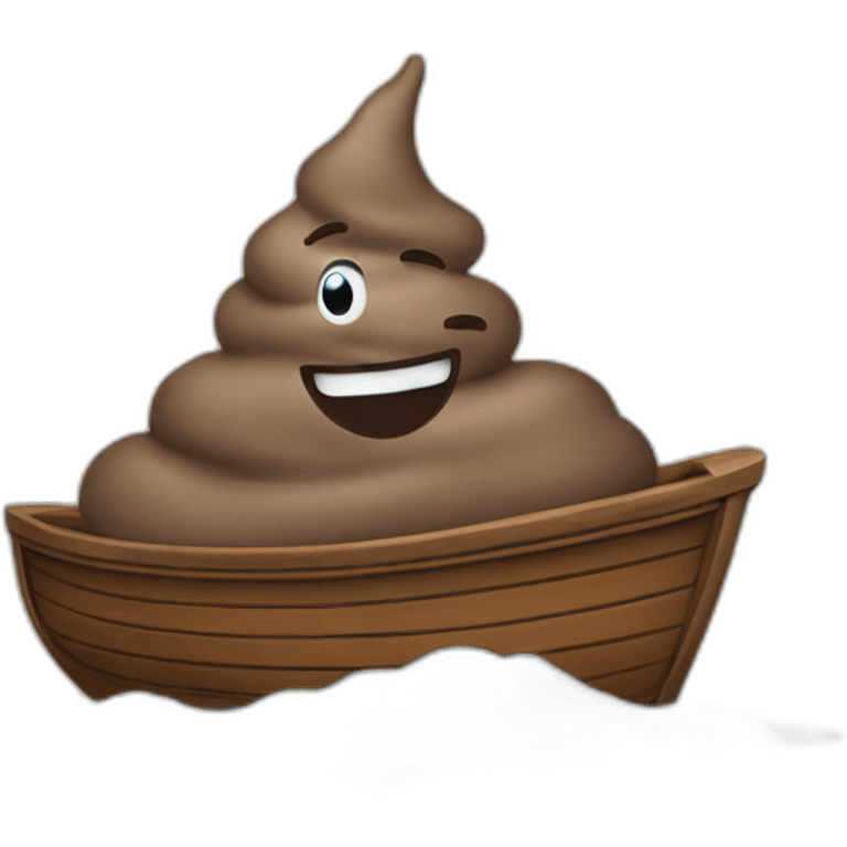 A poop on a boatin the air emoji