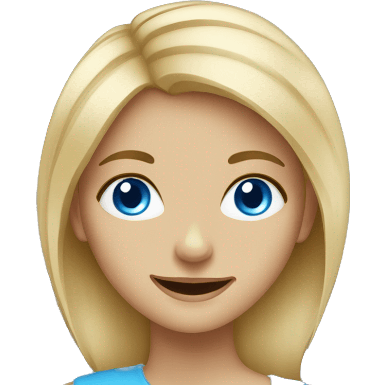 smiling blonde girl with blue eyes portrait emoji