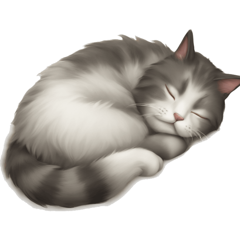 a fluffy cat sleeping emoji