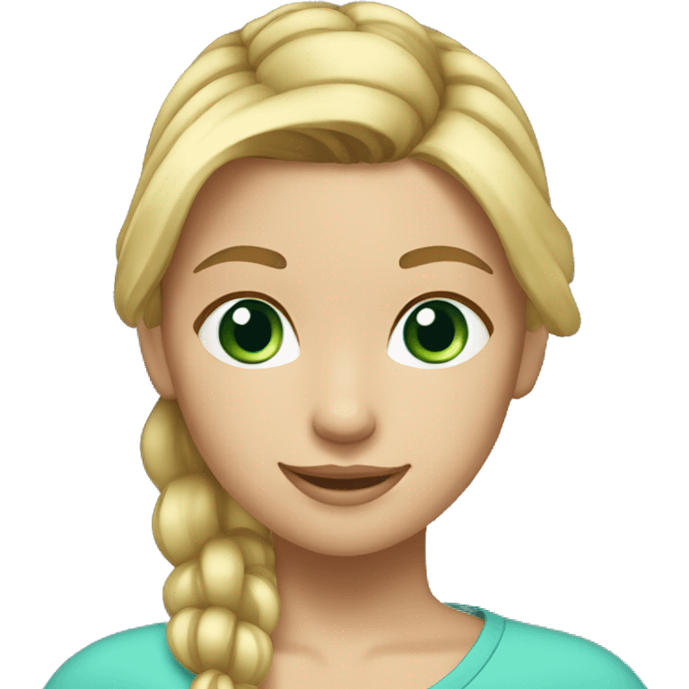 girl with blond hair in a ponytail medium skintone blue green eyes emoji