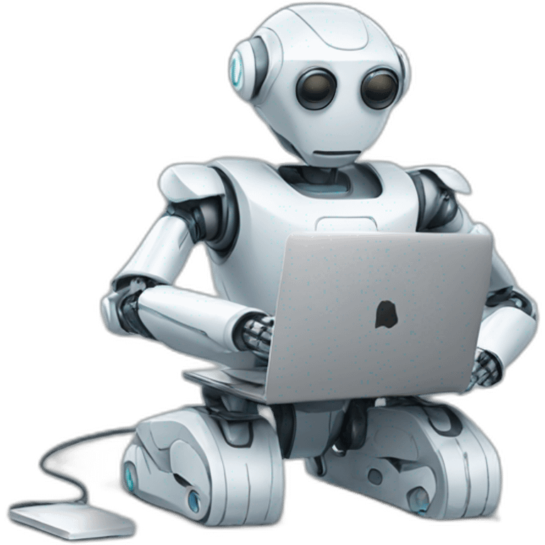 robot with macbook emoji