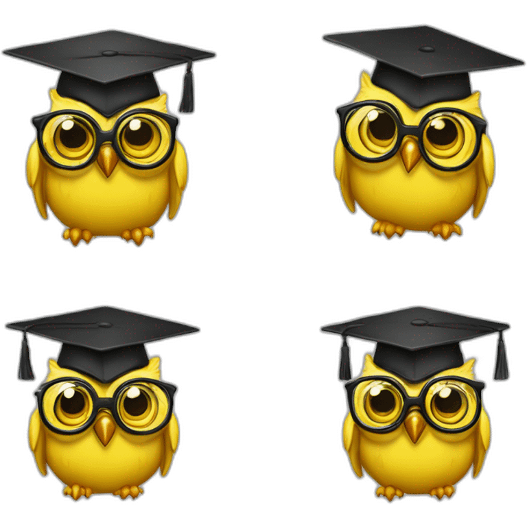 yellow-owl-with-glasses-and-with-mortarboard-on-its-head emoji