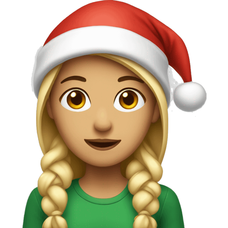 A girl wearing santa hat emoji