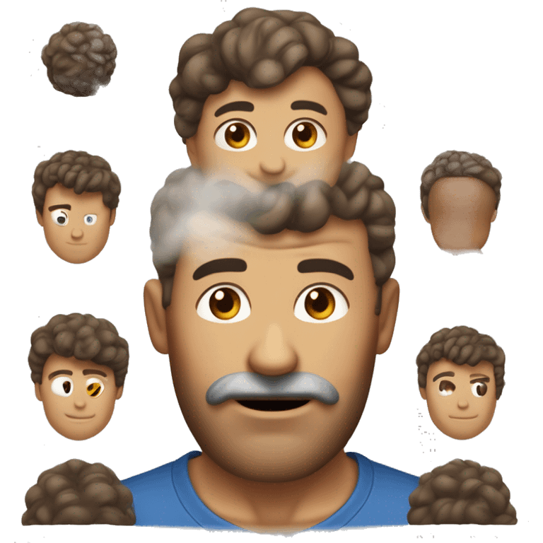 Criar emoji de m homem de 45 anos, cabelos castanhos escuros, pele clara, olhos cor de mel, boca carnuda, nariz redondo, leve entrada no cabelo, cabelo partido no meio. emoji