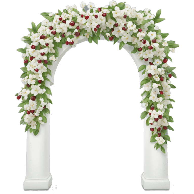 White wedding arch with cherries emoji