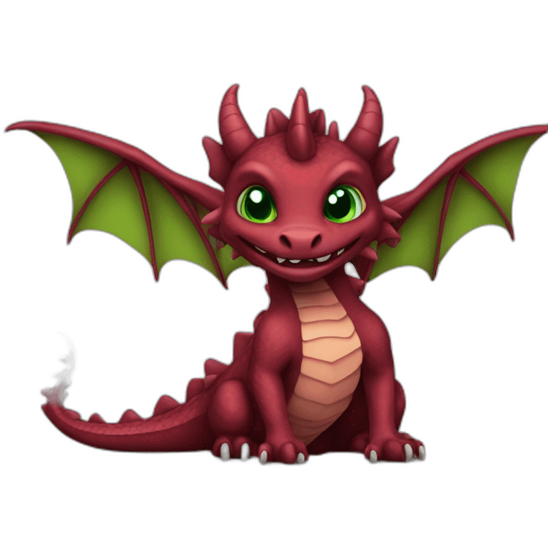 Burgundy dragon with green eyes emoji