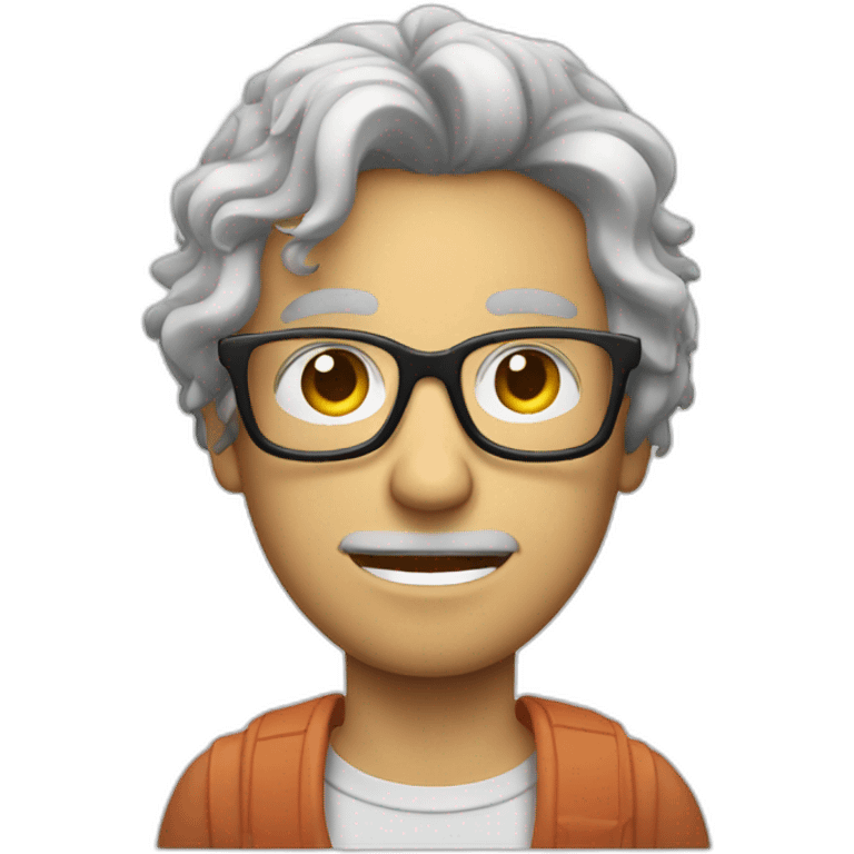 white guy with messy hair wearing glasses with a meal in hands emoji