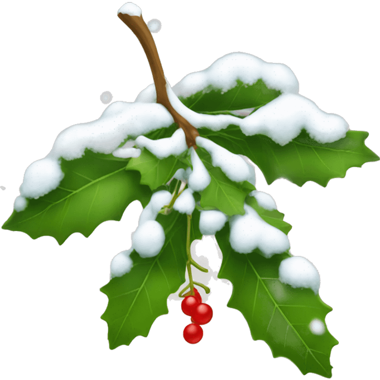 Mistletoe with berries and snow christmas emoji