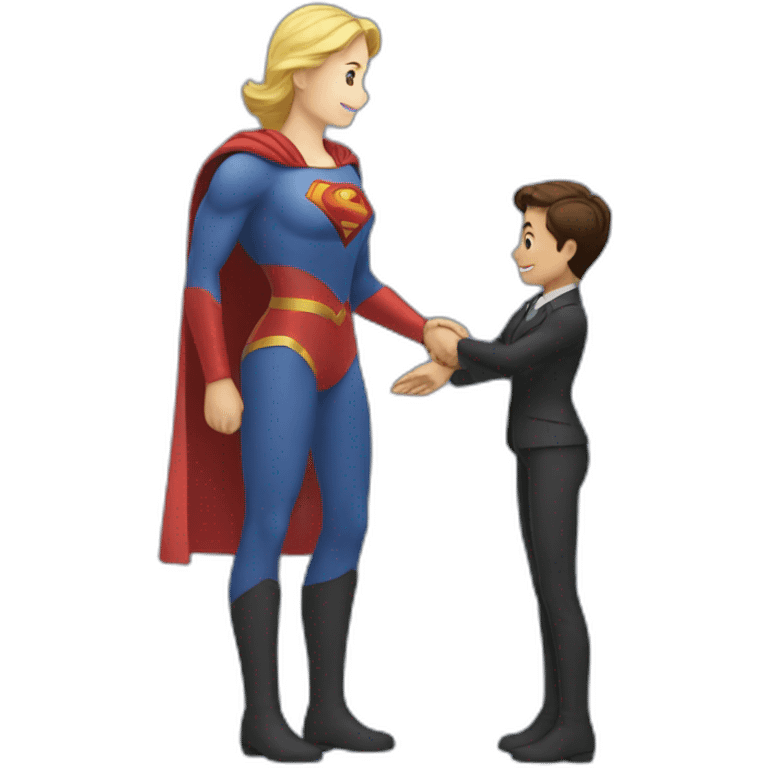 Tom giving handshake to super women emoji