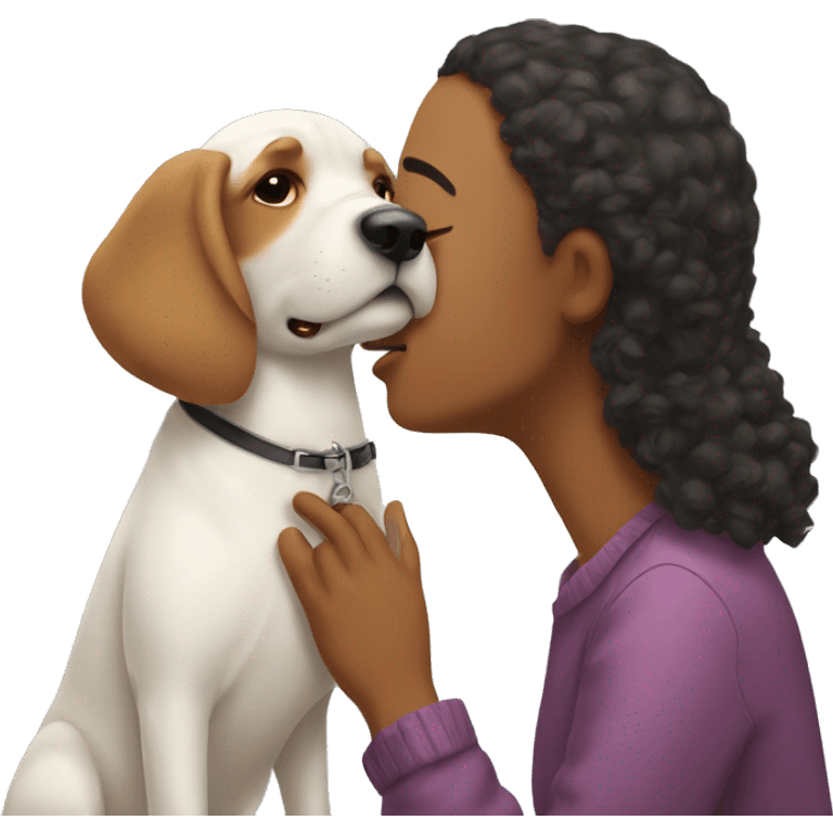 Dog kissing her owner emoji