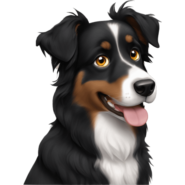 Black Australian shepherd with hazelnut eye color  emoji