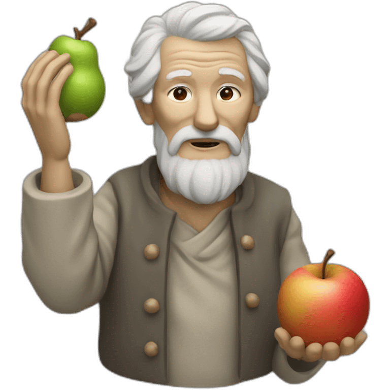 old womanStatue of an old man holding a stone apple in his right hand emoji