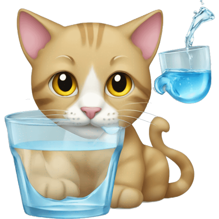 Cat drinking water from a glass emoji