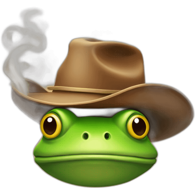 Smoking frog cowboy hat emoji