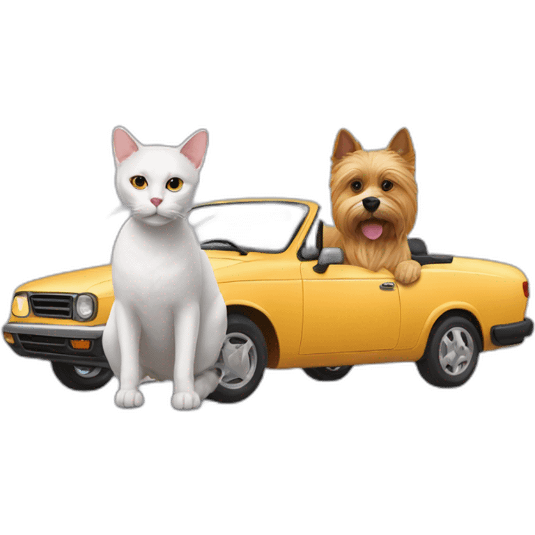 cat, dog and car emoji