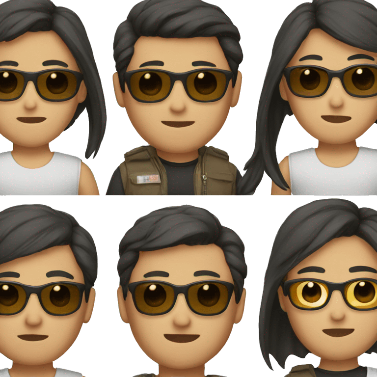 brown hair asian men with  sun glasses emoji