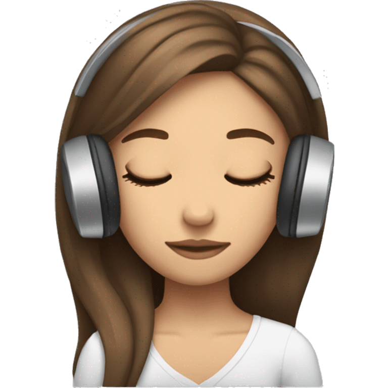 Brown haired light skinned girl with straight hair sleeping with headphones  emoji