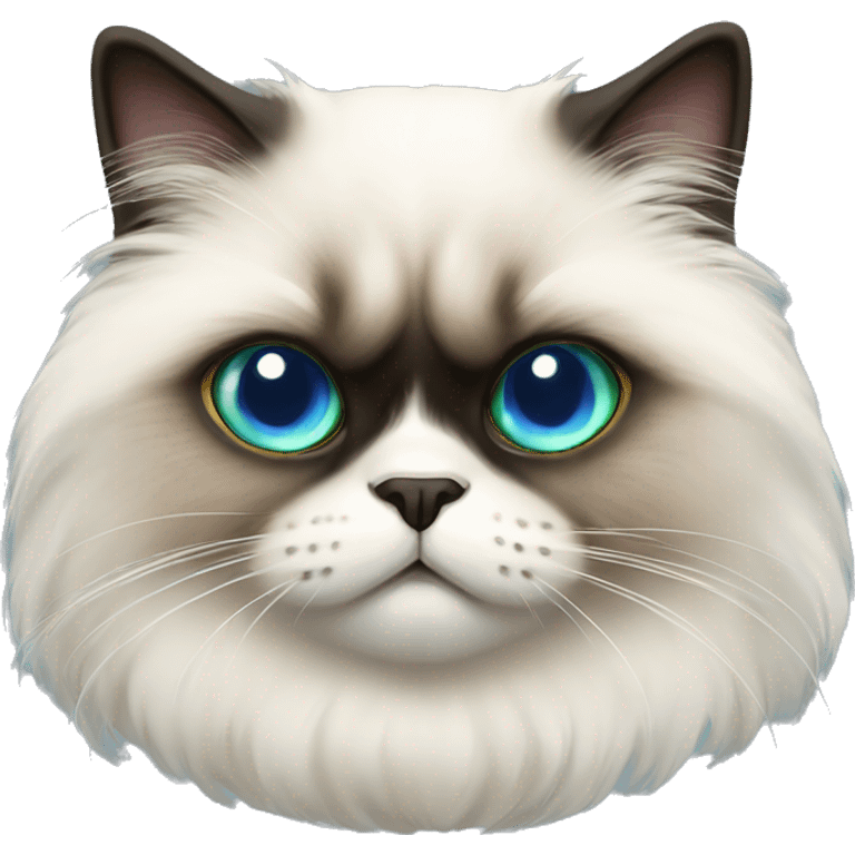 himalayan cat with one green eye and one blue eye super cute emoji