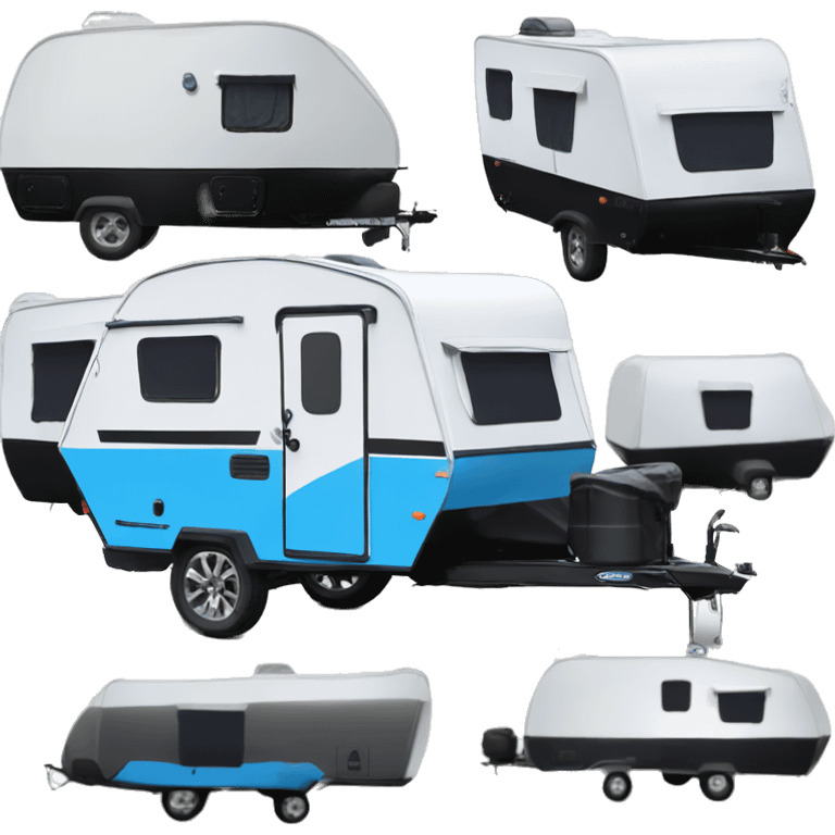 Blue white black modern camper trailer Sportrek emoji