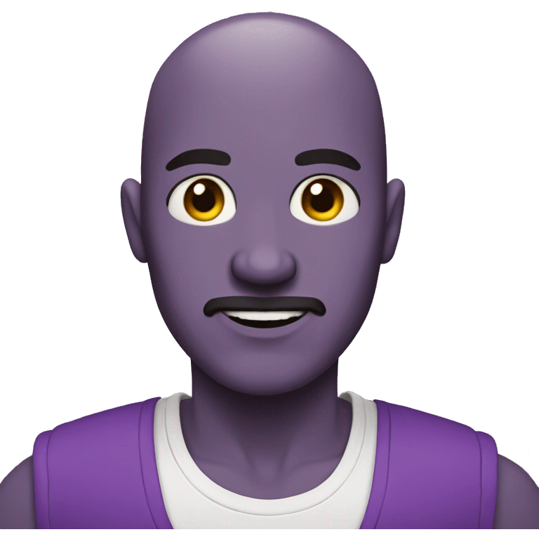 Bald guy with round face, purple skin, red goatee emoji