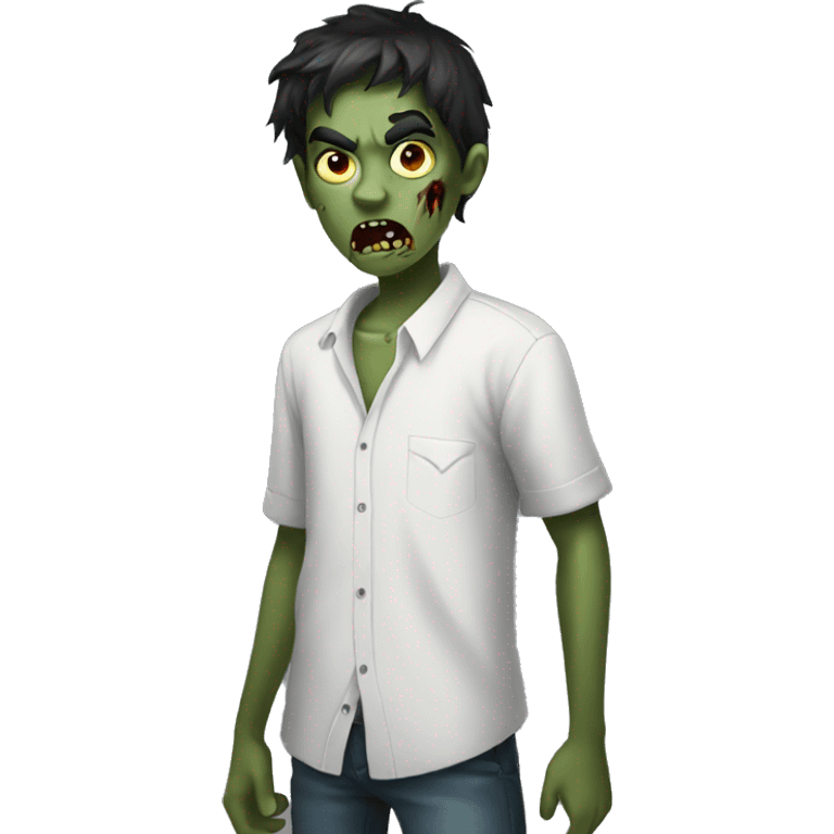 teen boy zombie with dark hair and white shirt emoji