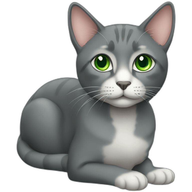 Grey cat with green eyes emoji