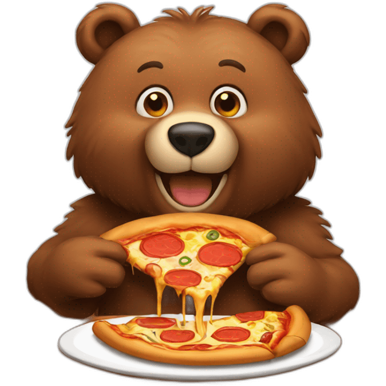 brown bear eating a pizza emoji