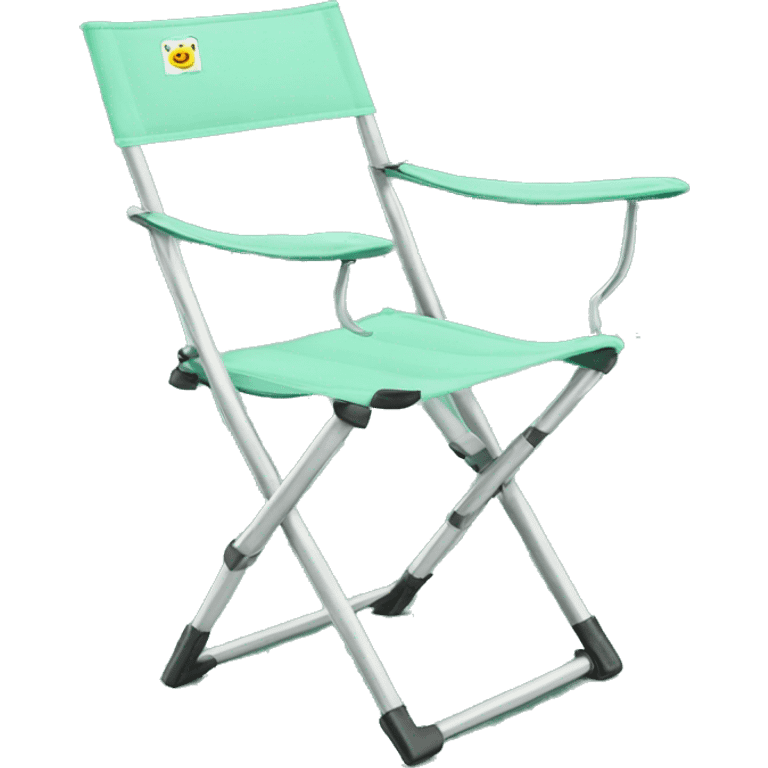 Realistic mint green camping folding chair isolated.  emoji