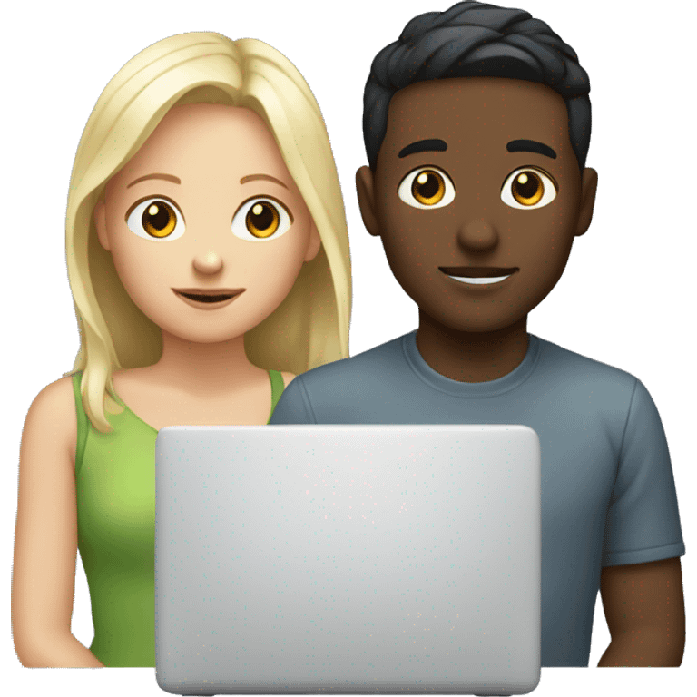 white boy and girl behind laptop emoji