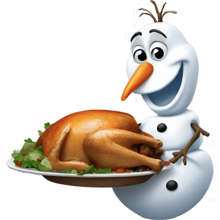 Olaf eating a turkey  emoji