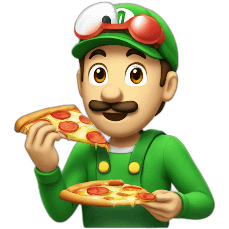 Luigi eating a piece of pizza  emoji