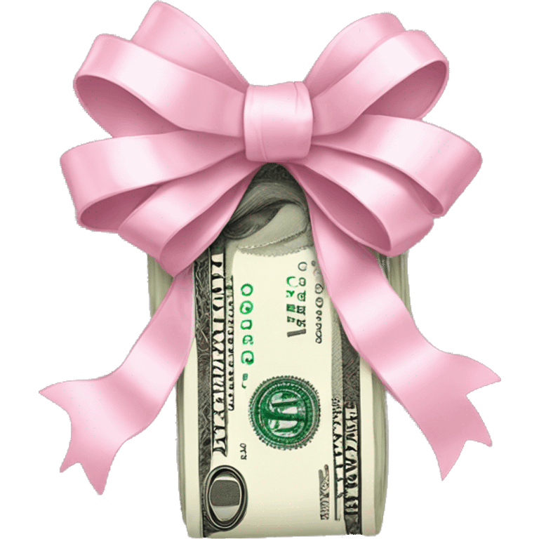 A bundle of dollars, tied with a light pink bow emoji