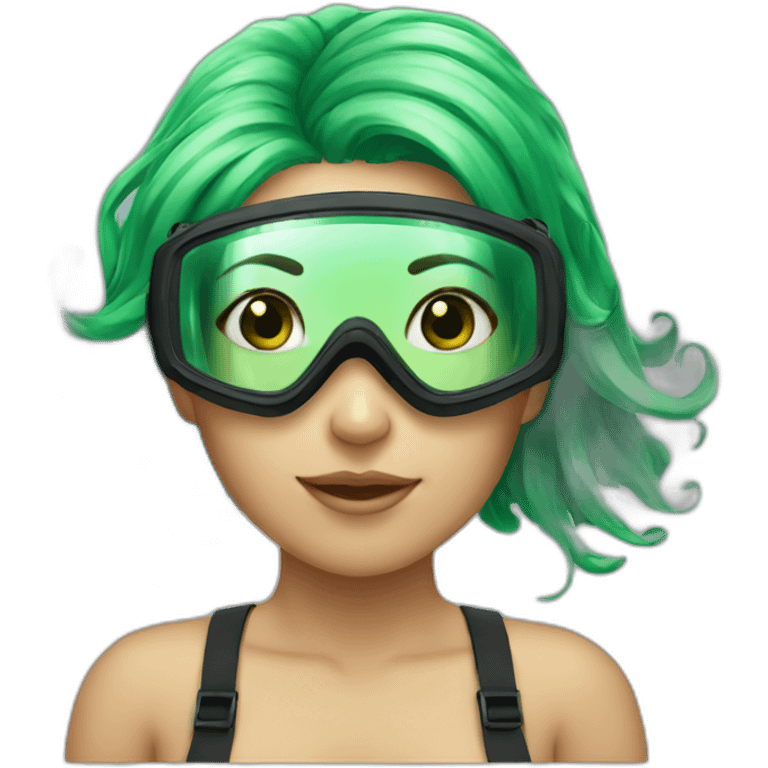 green hair with diving mask girl emoji