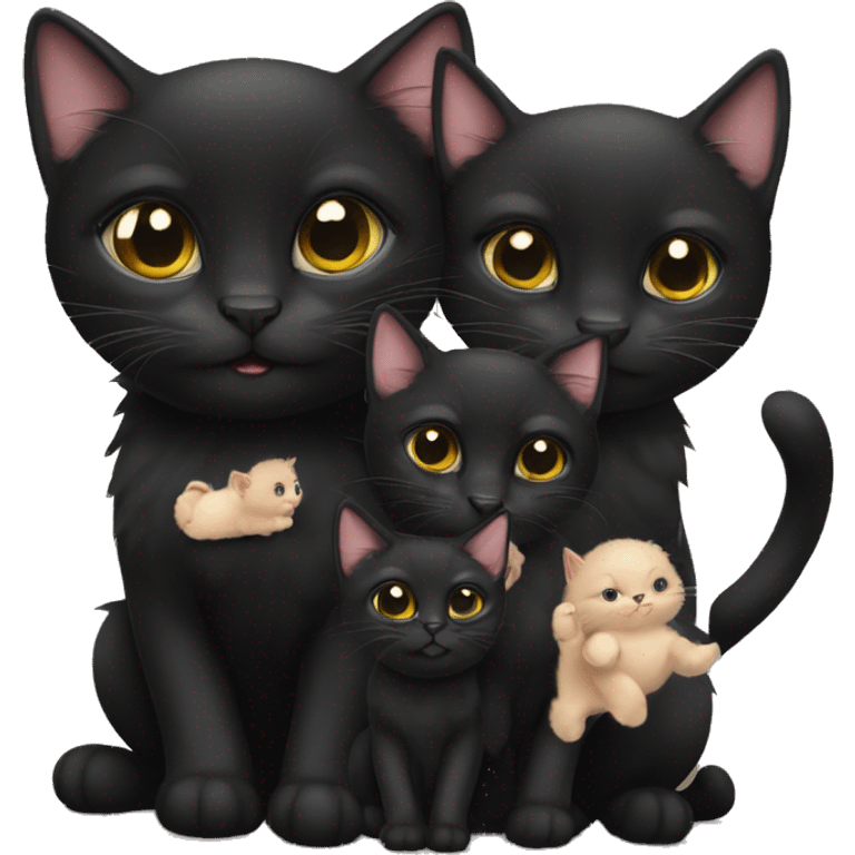 Black cats with baby kittens emoji