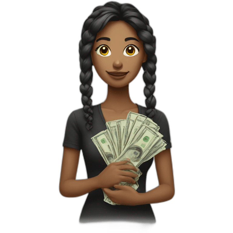 a girl with money bow emoji