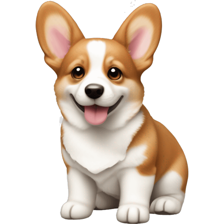 cute red and white corgi puppy with big ears and a white hook pattern on his head emoji