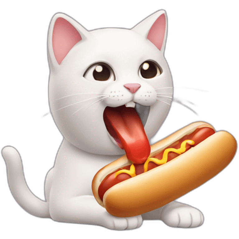 Cat eating hot dog emoji