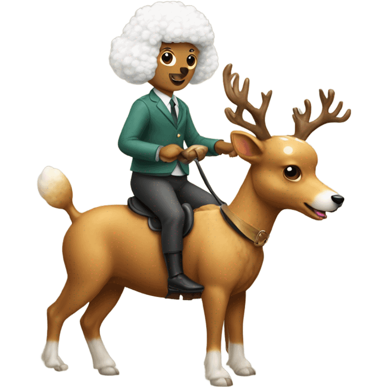 Poodle riding a deer  emoji