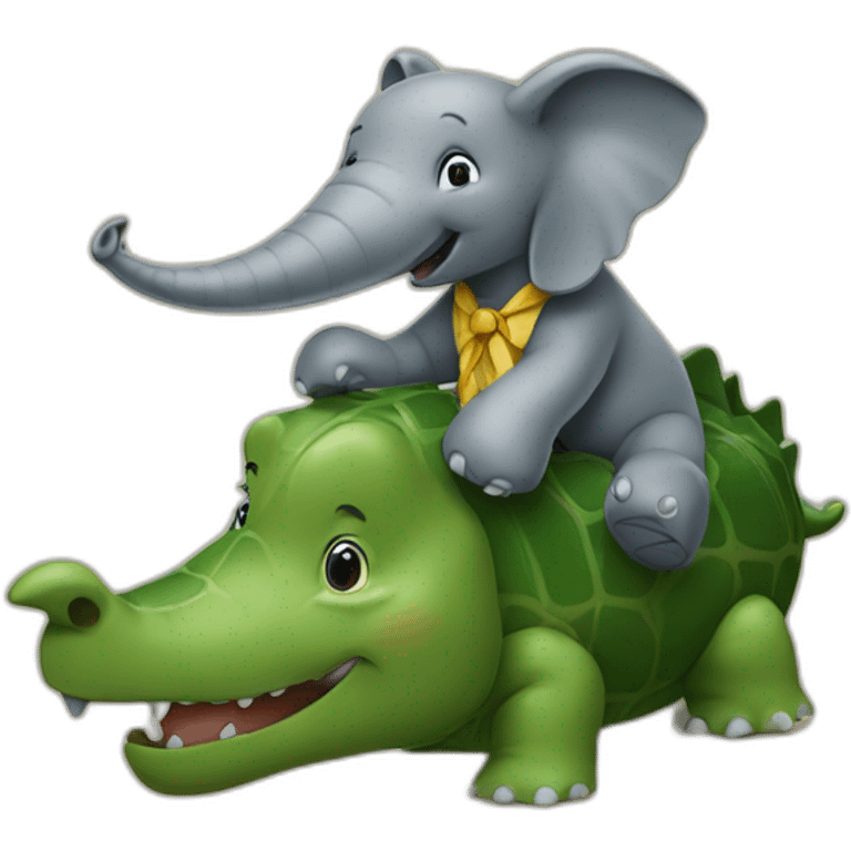 Elefant riding a crocodile emoji