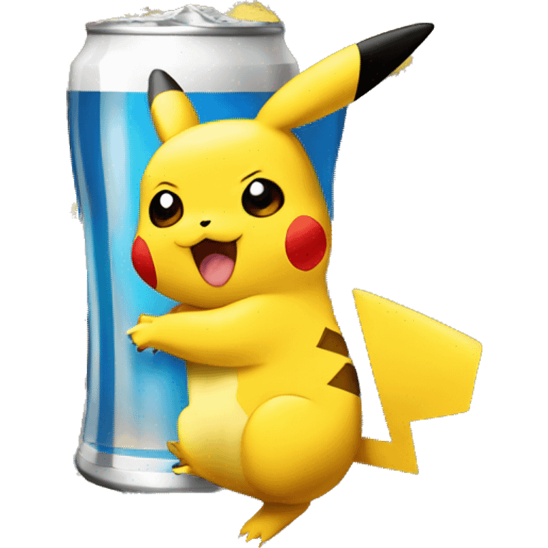 Pikachu drinking a beer emoji