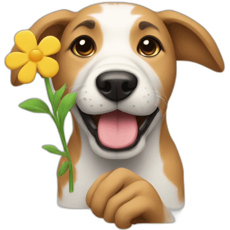 Dog handing a flower emoji