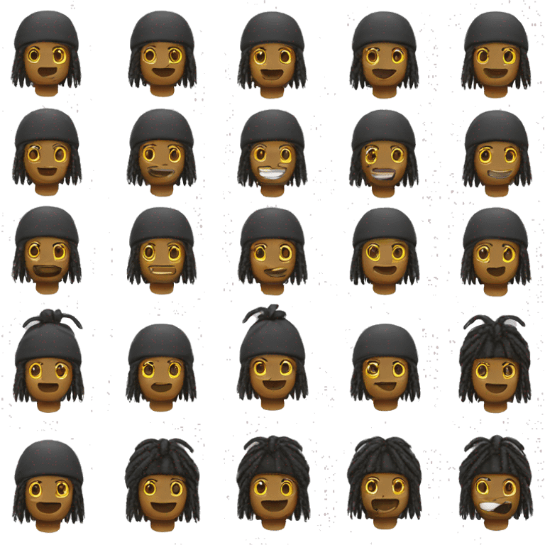 a basic emoji with dreadlocks, beanie emoji