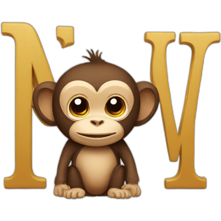 Letter M with monkey emoji