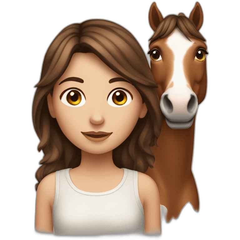 Brown haired Girl with a spotted horse emoji