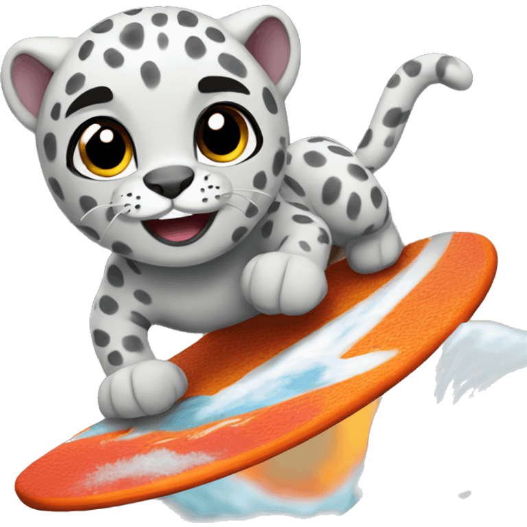 Snow leopard surfing on lava  emoji