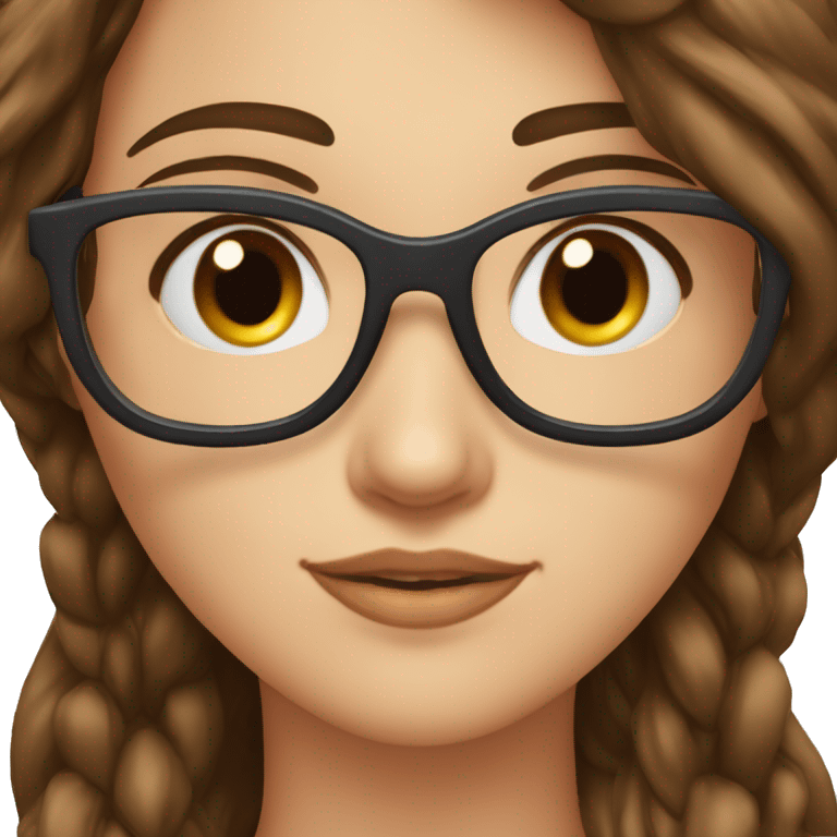 Une fille avec brune avec une mèche décoloré et des lunettes emoji